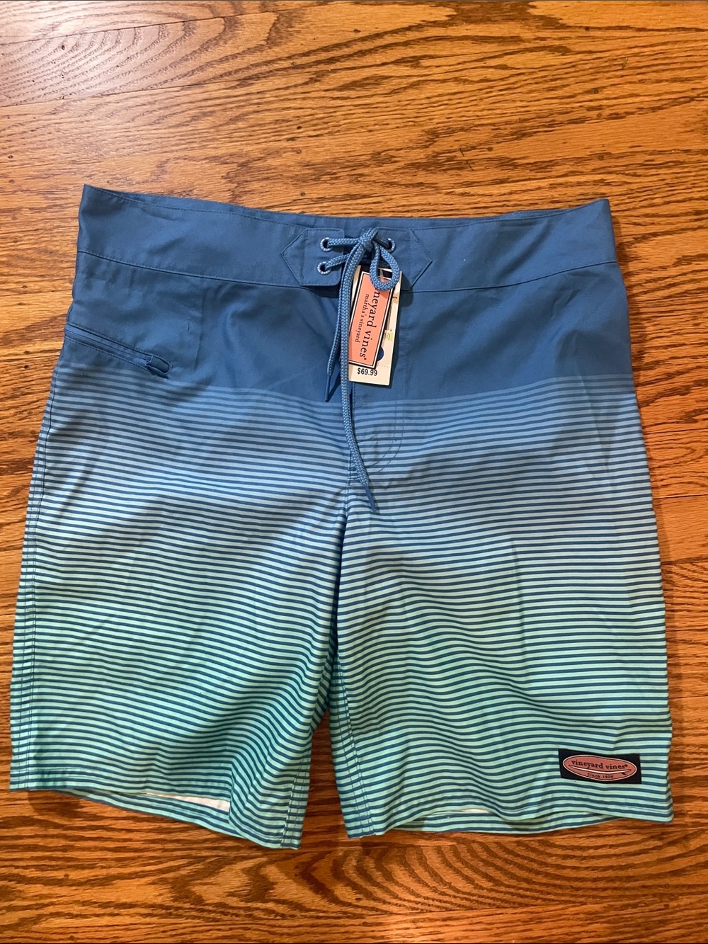 Vineyard Vines Blue Ombre Striped Men's Swim Trunks